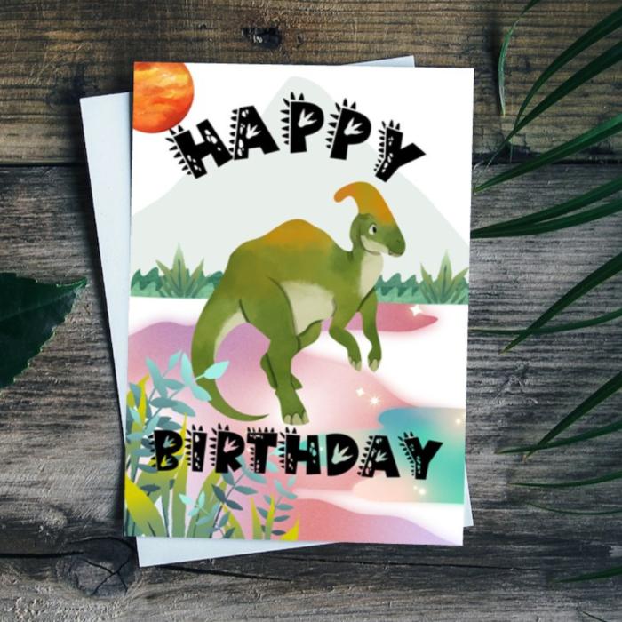 Happy Birthday Card Parasaurolophus