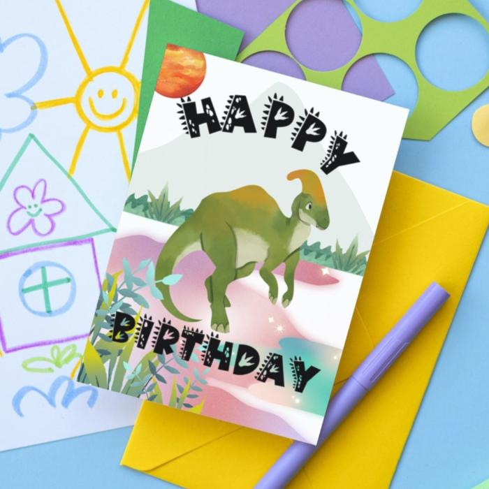 Happy Birthday Card Parasaurolophus