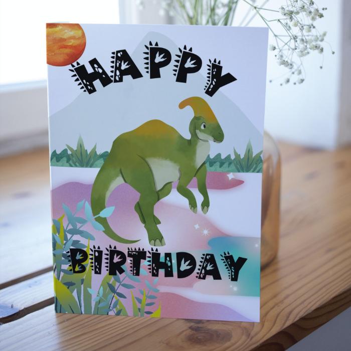 Happy Birthday Card Parasaurolophus