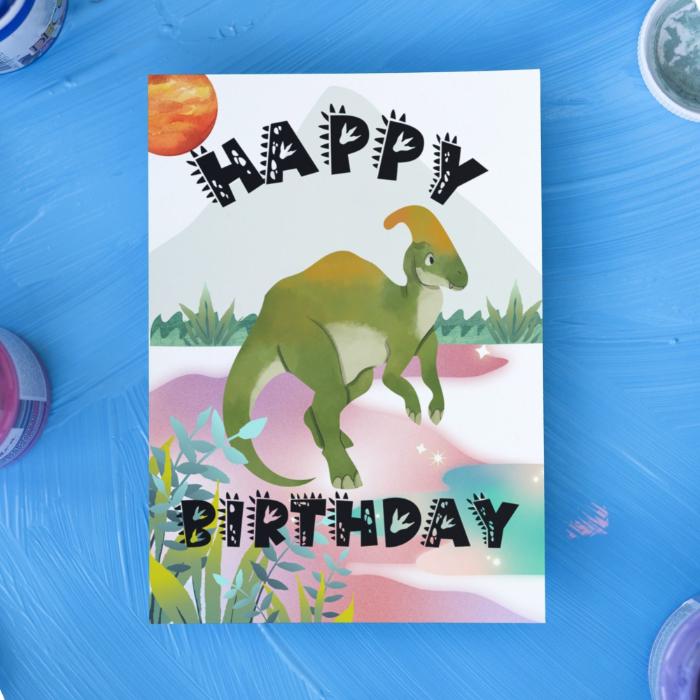 Happy Birthday Card Parasaurolophus