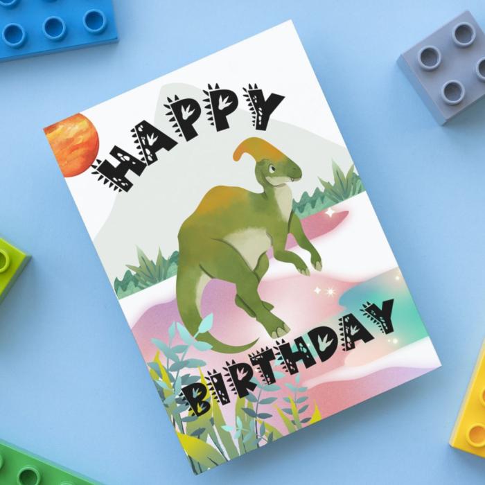 Happy Birthday Card Parasaurolophus