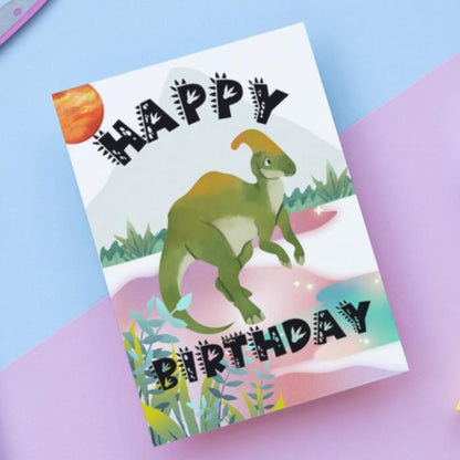 Happy Birthday Card Parasaurolophus