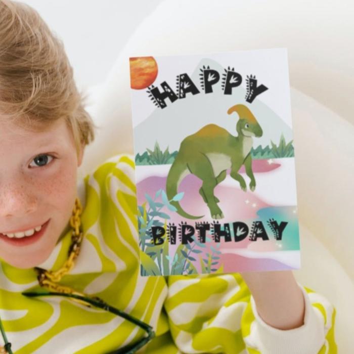 Happy Birthday Card Parasaurolophus