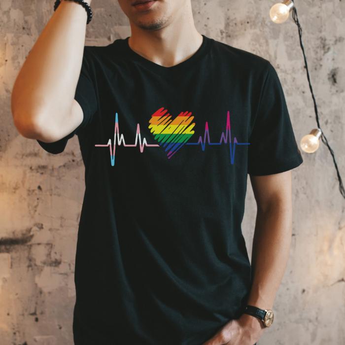 Rainbow Pride Shirt Heartbeat Lifeline