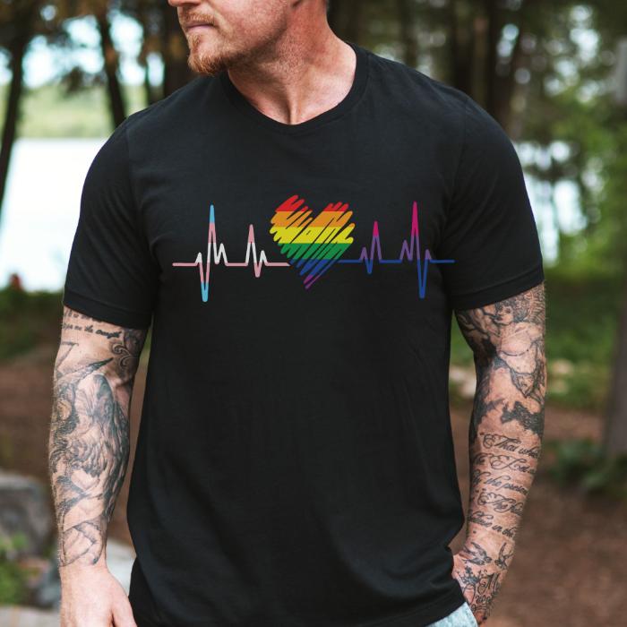 Rainbow Pride Shirt Heartbeat Lifeline