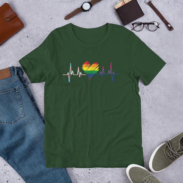 Rainbow Pride Shirt Heartbeat Lifeline