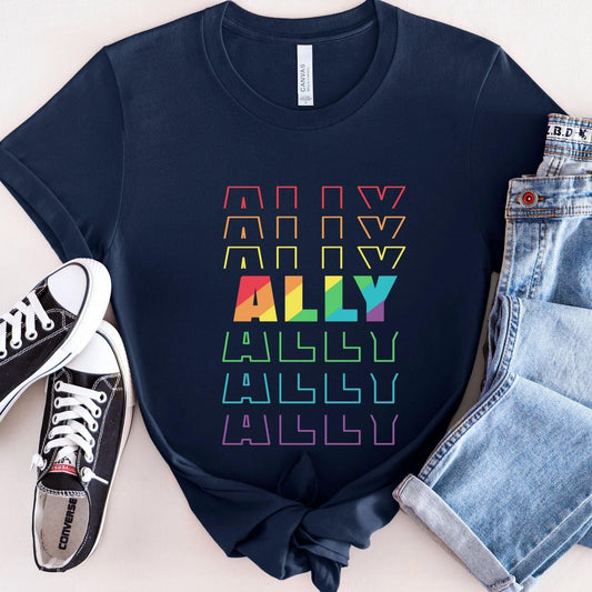 Ally Pride Shirt Recurring Rainbow Letters
