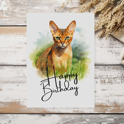 Printable Abyssinian Cat Birthday Card