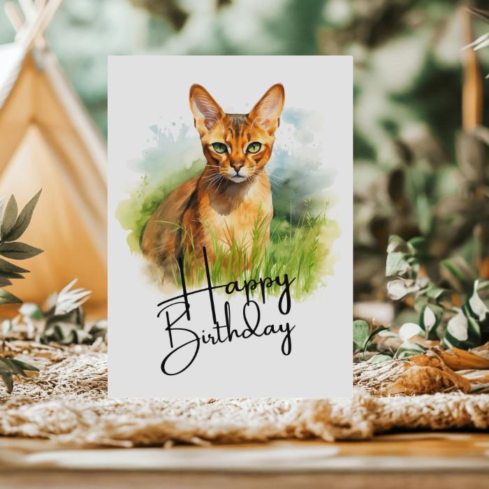 Printable Abyssinian Cat Birthday Card