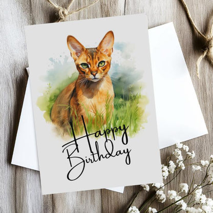 Printable Abyssinian Cat Birthday Card