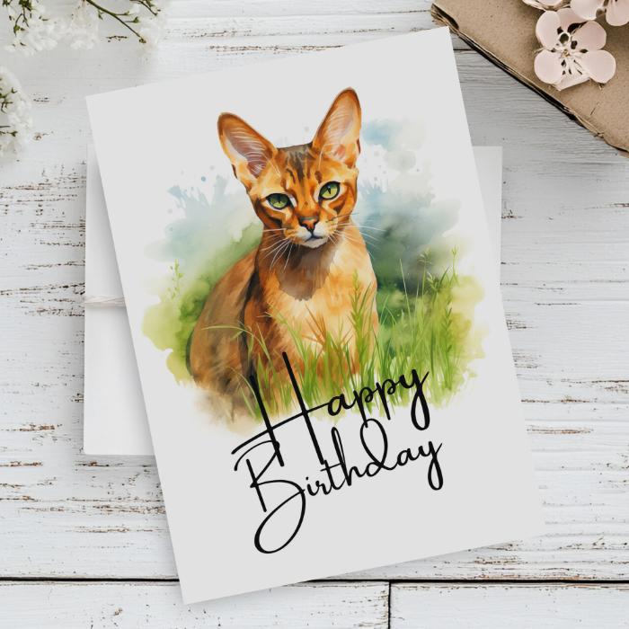 Printable Abyssinian Cat Birthday Card