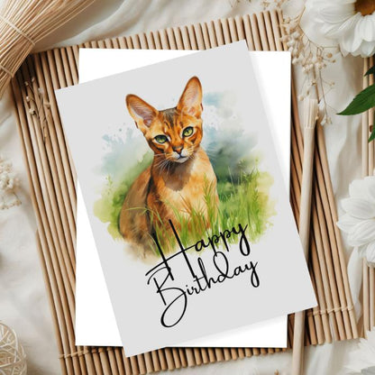 Printable Abyssinian Cat Birthday Card