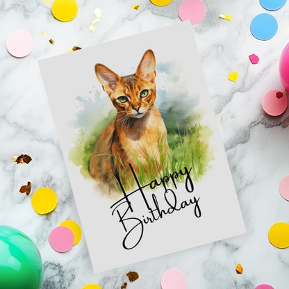 Printable Abyssinian Cat Birthday Card