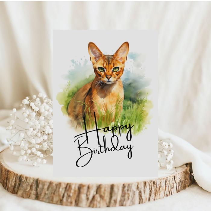 Printable Abyssinian Cat Birthday Card