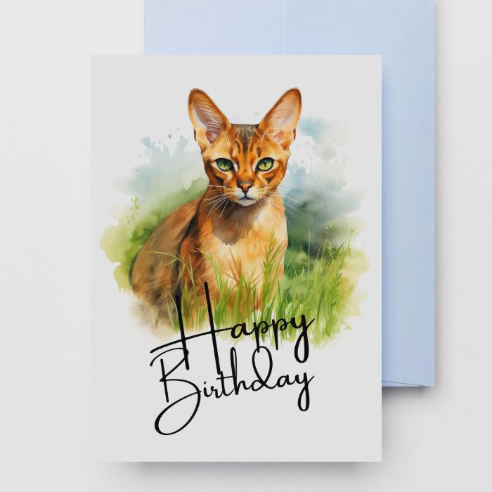 Printable Abyssinian Cat Birthday Card