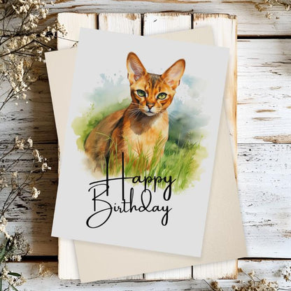 Printable Abyssinian Cat Birthday Card