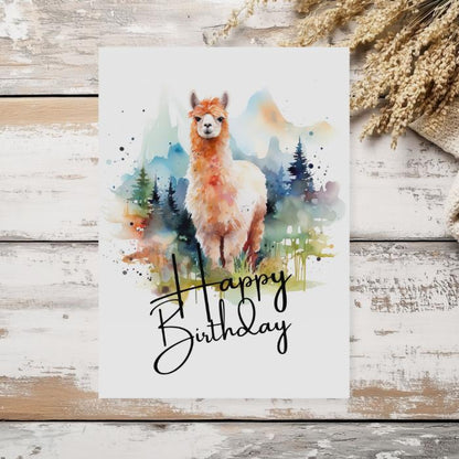 Printable Alpaca Birthday Card