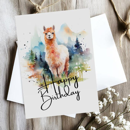 Printable Alpaca Birthday Card