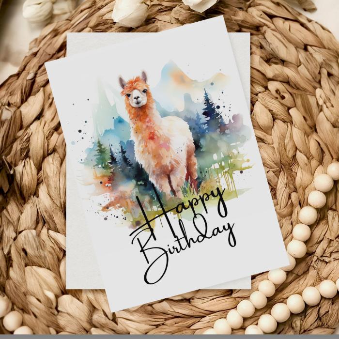 Printable Alpaca Birthday Card