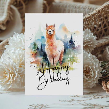 Printable Alpaca Birthday Card