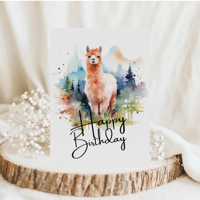 Printable Alpaca Birthday Card