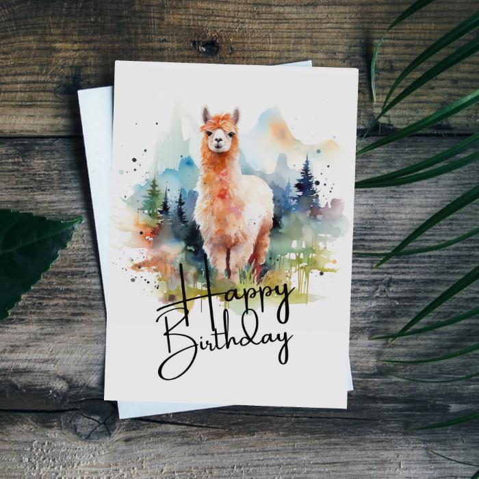 Printable Alpaca Birthday Card