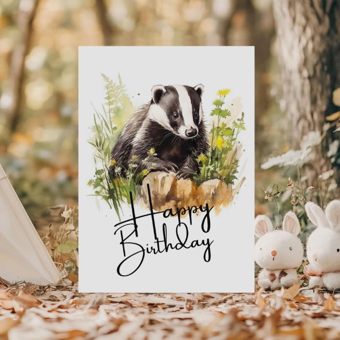 Printable Badger Birthday Card