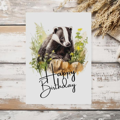 Printable Badger Birthday Card