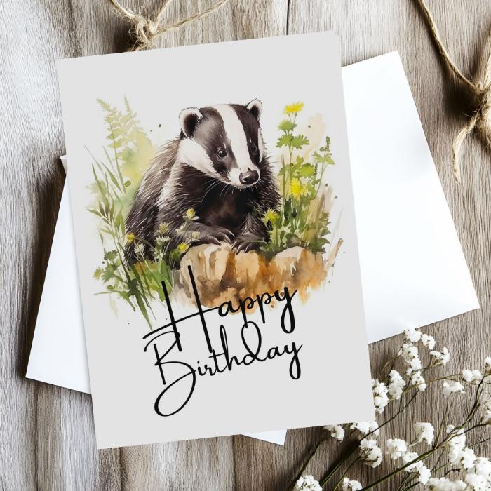 Printable Badger Birthday Card