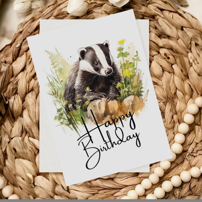 Printable Badger Birthday Card