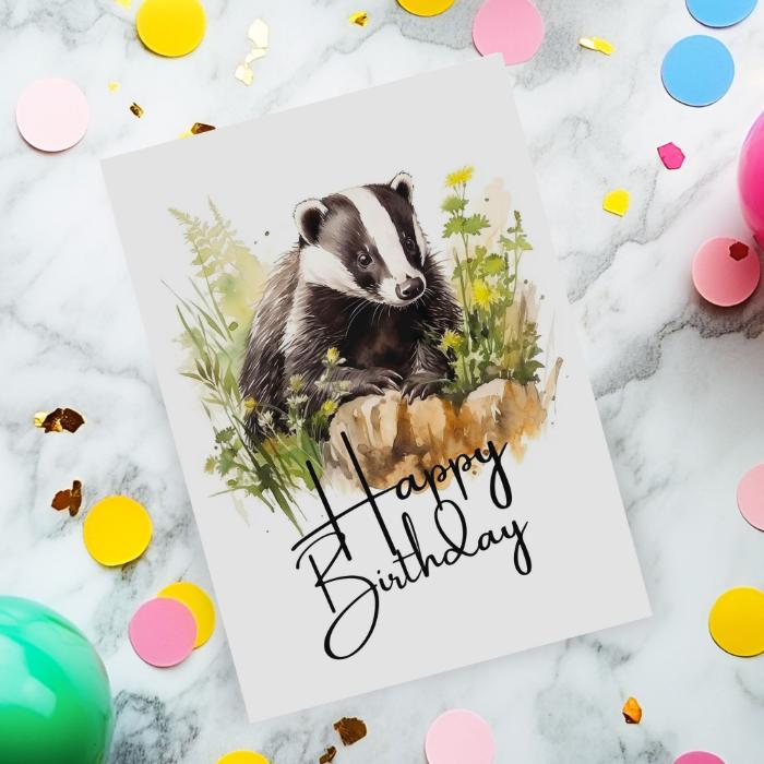 Printable Badger Birthday Card