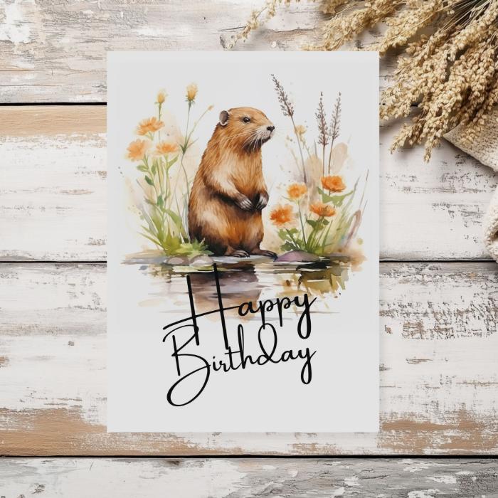 Printable Beaver Birthday Card