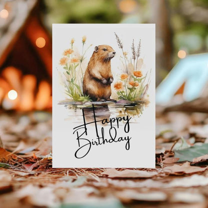 Printable Beaver Birthday Card