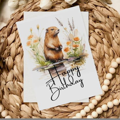 Printable Beaver Birthday Card