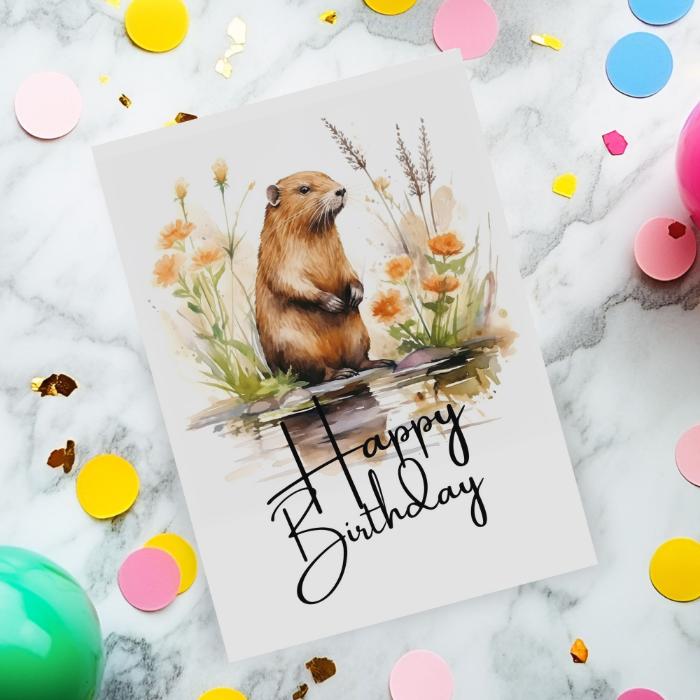 Printable Beaver Birthday Card