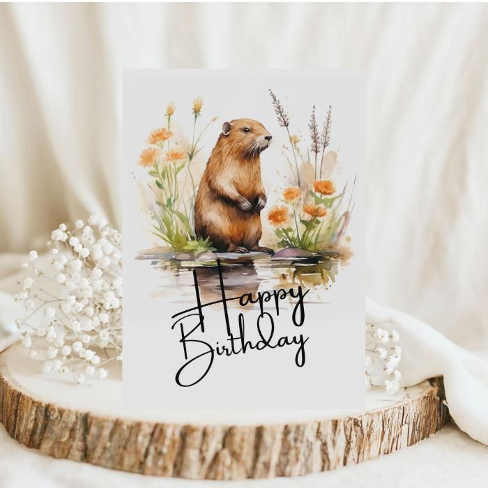 Printable Beaver Birthday Card