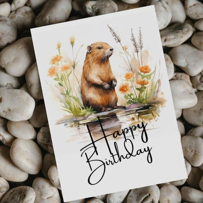 Printable Beaver Birthday Card