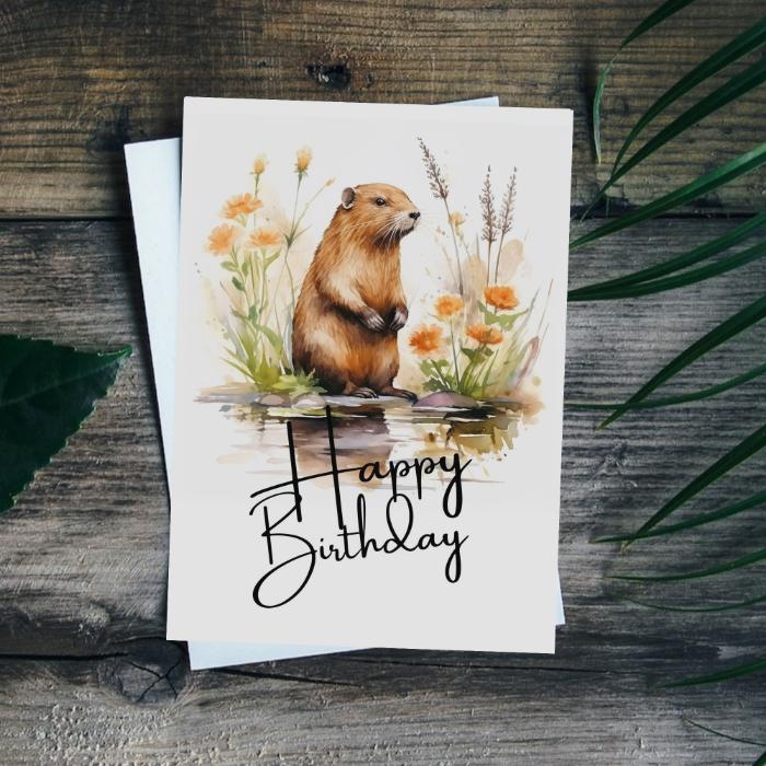 Printable Beaver Birthday Card