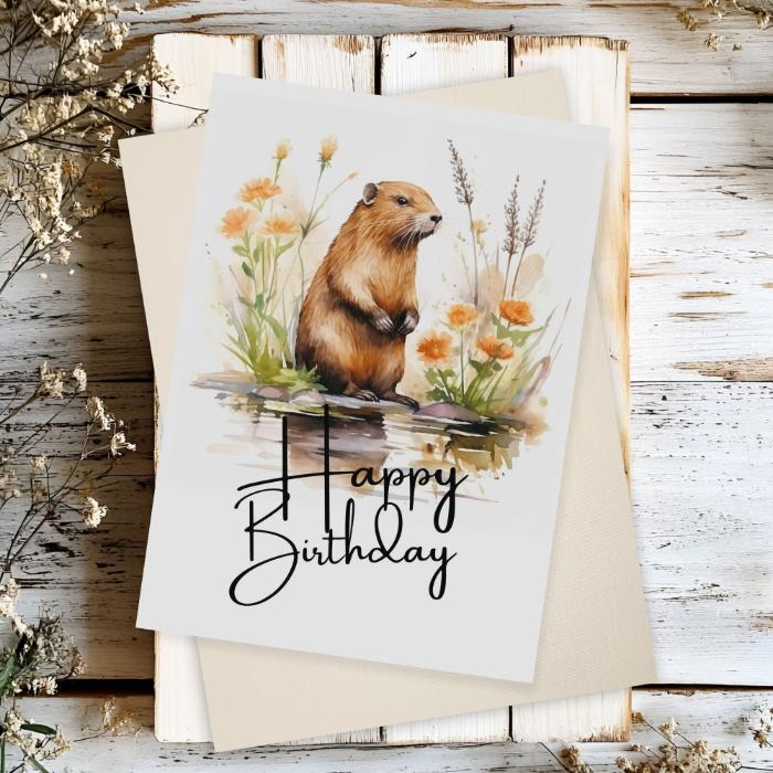 Printable Beaver Birthday Card