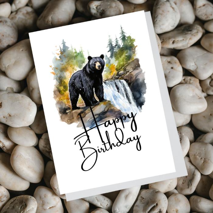 Printable Black Bear Birthday Card