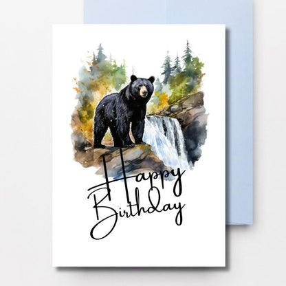 Printable Black Bear Birthday Card