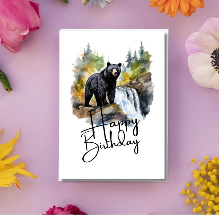 Printable Black Bear Birthday Card