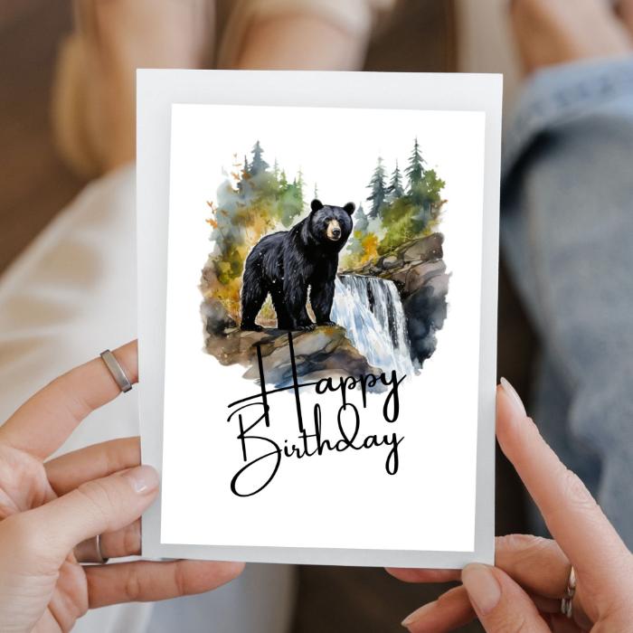 Printable Black Bear Birthday Card