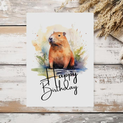 Printable Capybara Birthday Card