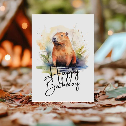 Printable Capybara Birthday Card