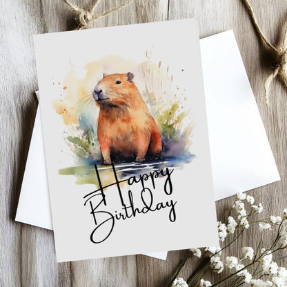 Printable Capybara Birthday Card