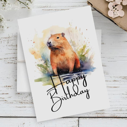 Printable Capybara Birthday Card