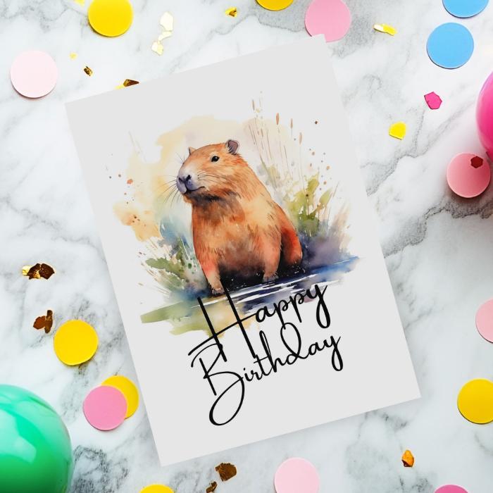 Printable Capybara Birthday Card