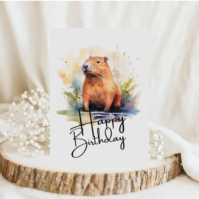 Printable Capybara Birthday Card