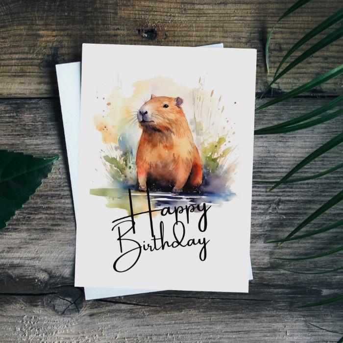 Printable Capybara Birthday Card